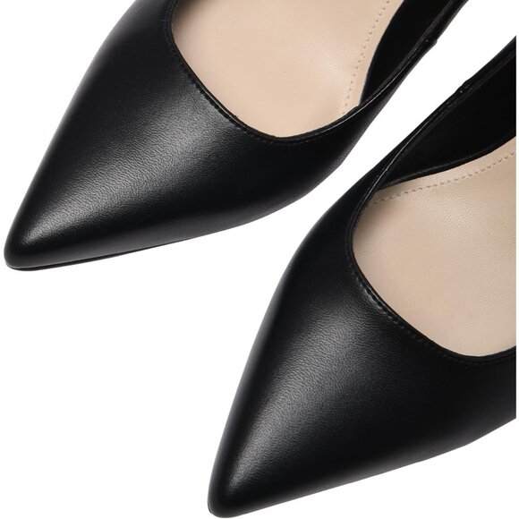 Women's Black Closed Toe High Heels Dress Pointed Toe Wedding Pump Shoes - Picture 5 of 6